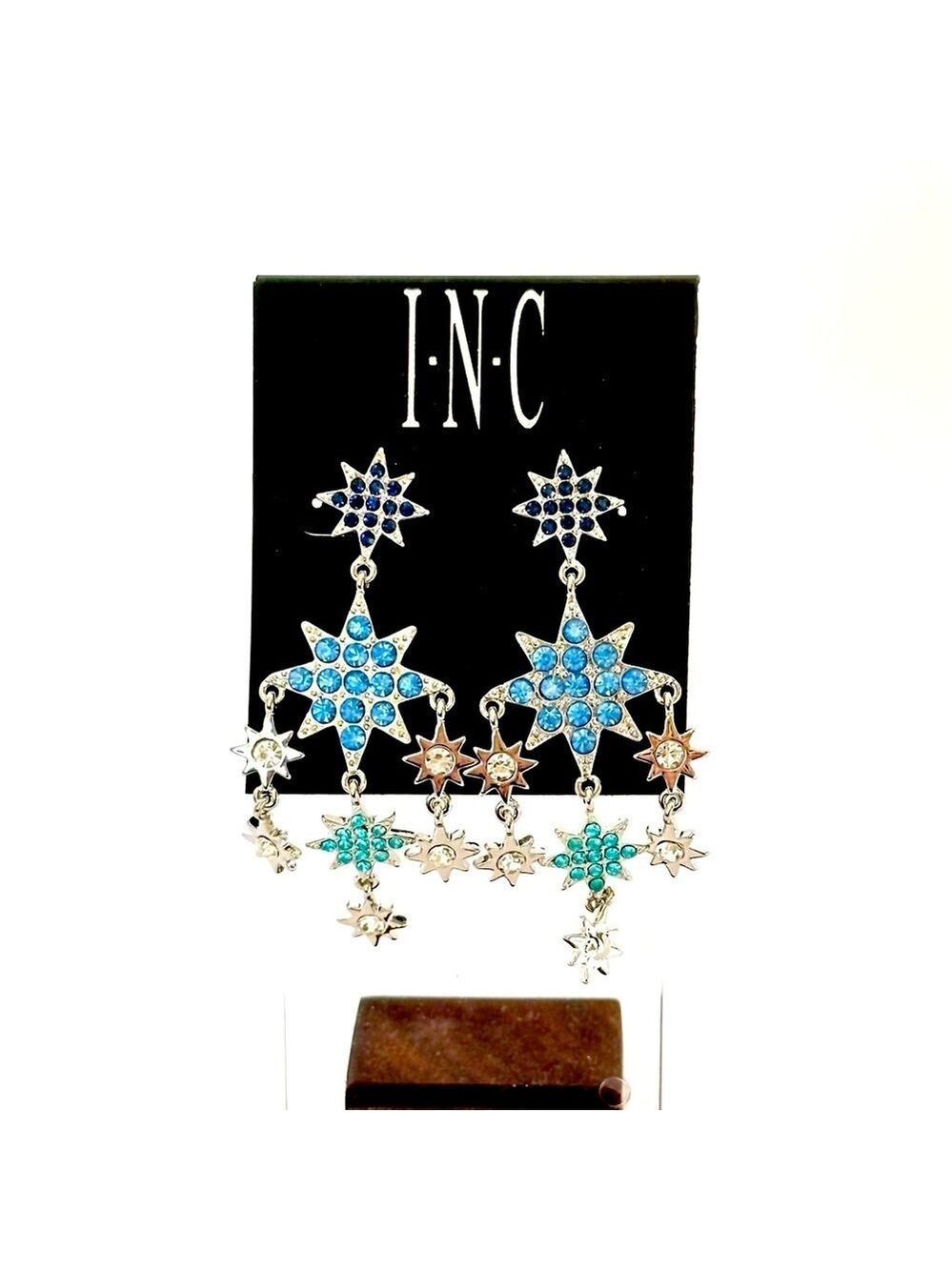 Inc. INTERNATIONAL CONCEPTS Shades of Blue Stars Statement Earrings | NWT
